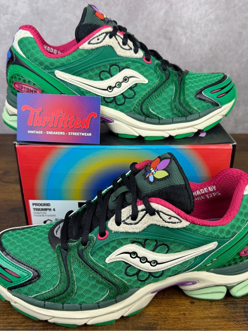 Saucony ProGrid Triumph 4 x Jae Tips Flowers Grow Fern Green Size 7.5 S70966-4